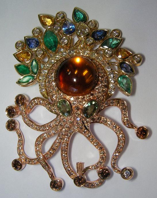 "Loligo" Octopus Brosche